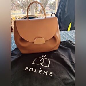 Polene Tan Leather Top-Handle Crossbody Bag
